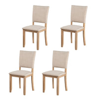Kysa High-Back Dining Side Chair, Set of 4, Natural Brown Wood, Beige-BM356355