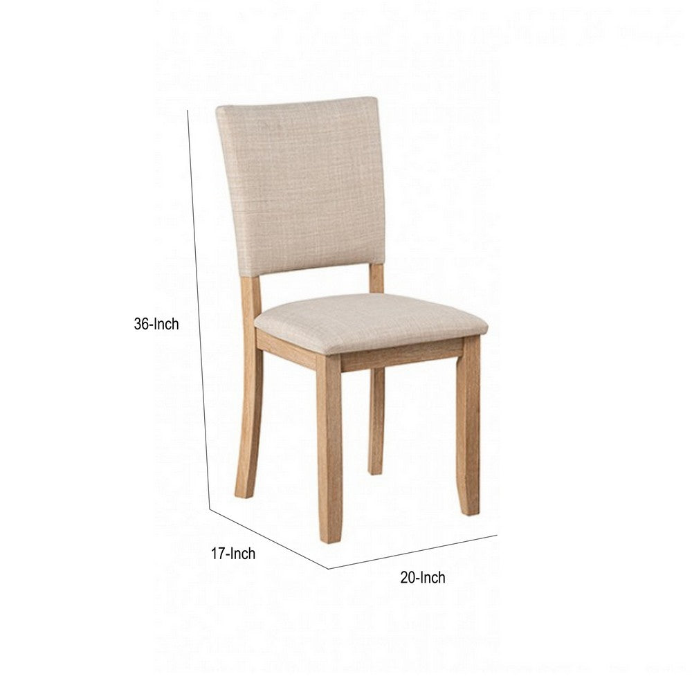 Kysa High-Back Dining Side Chair, Set of 4, Natural Brown Wood, Beige-BM356355