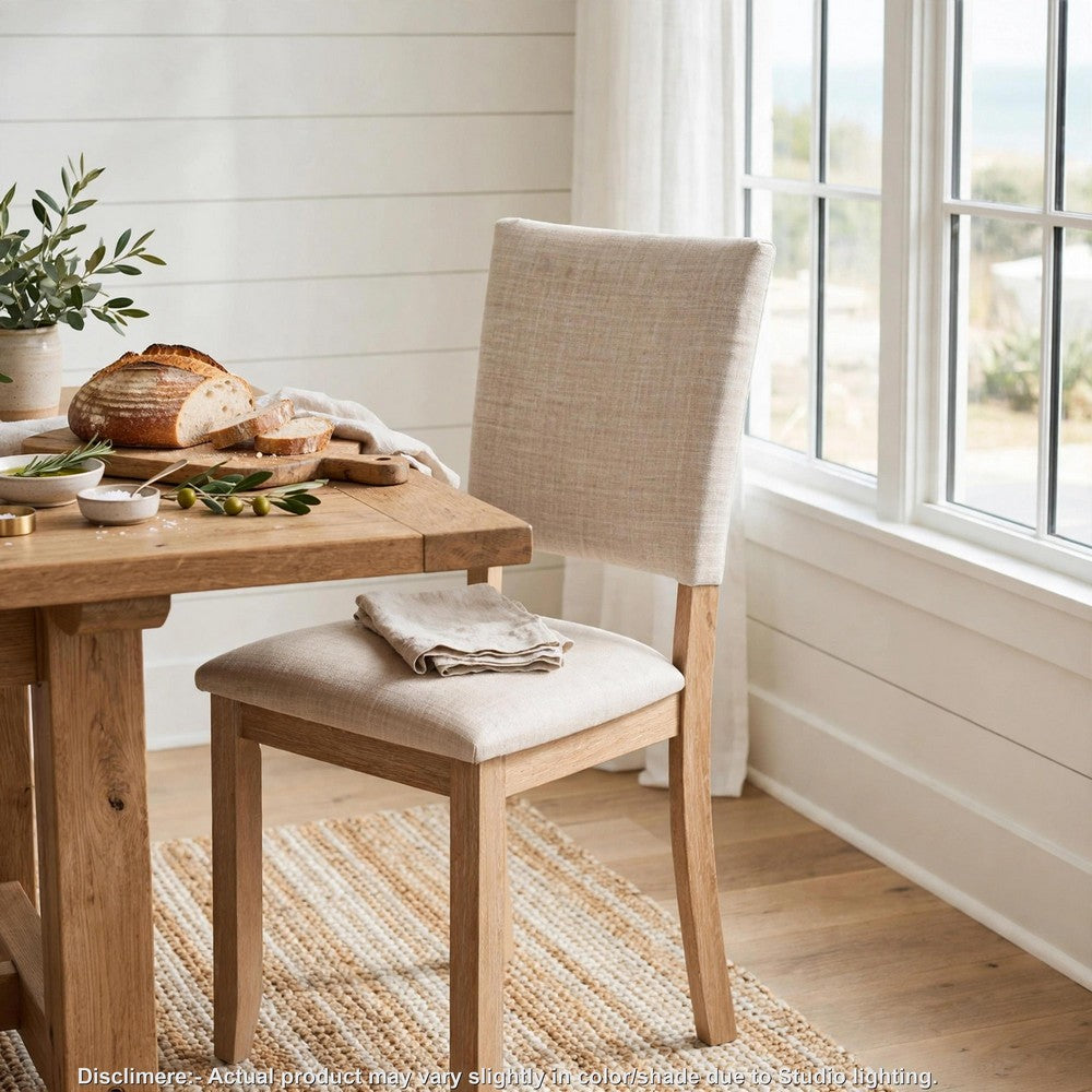 Kysa High-Back Dining Side Chair, Set of 4, Natural Brown Wood, Beige-BM356355
