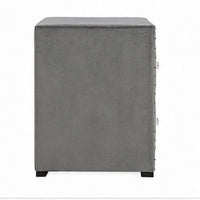 Fysa Nightstand with 2 Drawers, Nailhead Trim, Dark Gray Tufted Fabric-BM356356