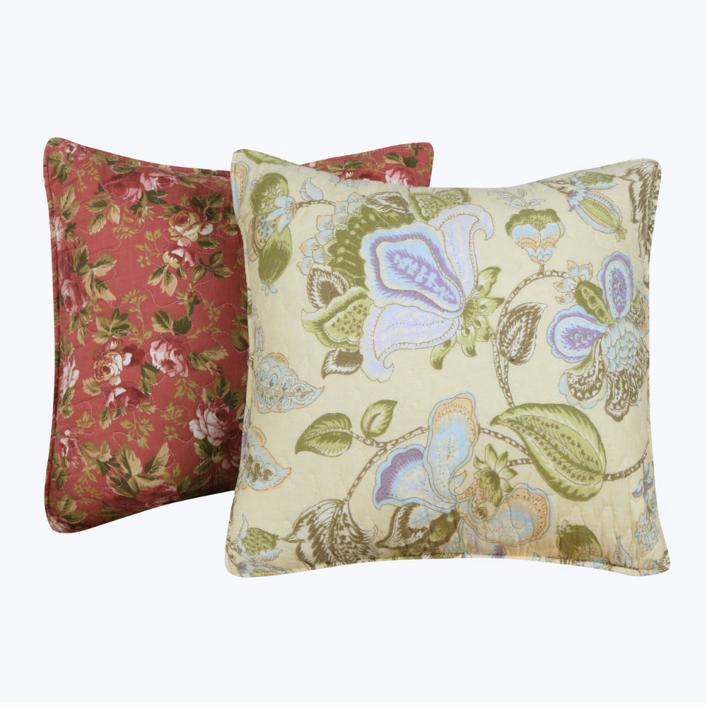16 x 16 Two Piece Decorative Cotton Pillows with Floral Print, Multicolor - BM42259