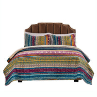 Tribal Motif Print Cotton Twin Quilt Set with 1 Pillow Sham, Multicolor - BM42349