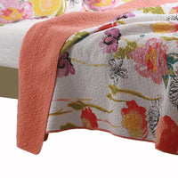 3 Piece Cotton Full Size Quilt Set with Stencil Flower Print, Multicolor - BM42363