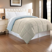 Genoa Queen Size Box Quilted Reversible Comforter , Gray and Blue - BM46022