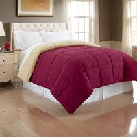 Genoa Queen Size Box Quilted Reversible Comforter , Pink and Beige - BM46034