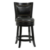 Nailhead Trim Round Leatherette Counter Stool with Flared Legs, Black - BM61372