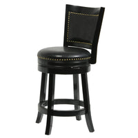 Nailhead Trim Round Leatherette Counter Stool with Flared Legs, Black - BM61372