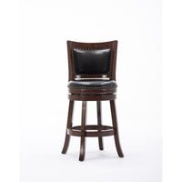 Nailhead Round Leatherette Counter Stool with Flared Leg, Brown and Black - BM61374