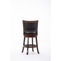 Nailhead Round Leatherette Counter Stool with Flared Leg, Brown and Black - BM61374