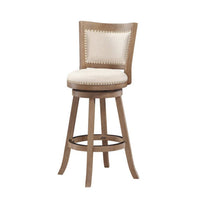 Nailhead Trim Round Barstool with Padded seat and Back, Brown and Beige - BM61379