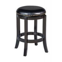 Nailhead Trim Round Leatherette Swivel Counter Stool with Flared Leg, Black - BM61400