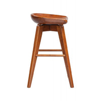 Contoured Seat Wooden Swivel Counter Stool with Angled Legs, Walnut Brown - BM61419