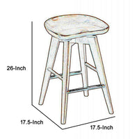 Contoured Seat Wooden Swivel Counter Stool with Angled Legs, Walnut Brown - BM61419