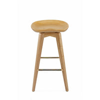 Contoured Seat Wooden Frame Swivel Barstool with Angled Legs, Natural Brown - BM61422
