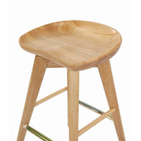 Contoured Seat Wooden Frame Swivel Barstool with Angled Legs, Natural Brown - BM61422