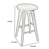 Contoured Seat Wooden Frame Swivel Barstool with Angled Legs, Natural Brown - BM61422
