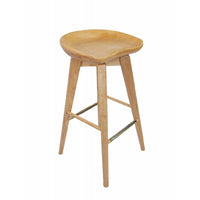 Contoured Seat Wooden Frame Swivel Barstool with Angled Legs, Natural Brown - BM61422