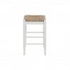 Square Wooden Frame Counter Stool with Hand Woven Rush, White and Brown - BM61433