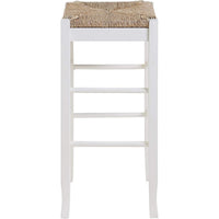 Square Wooden Frame Barstool with Hand Woven Rush, White and Brown - BM61434