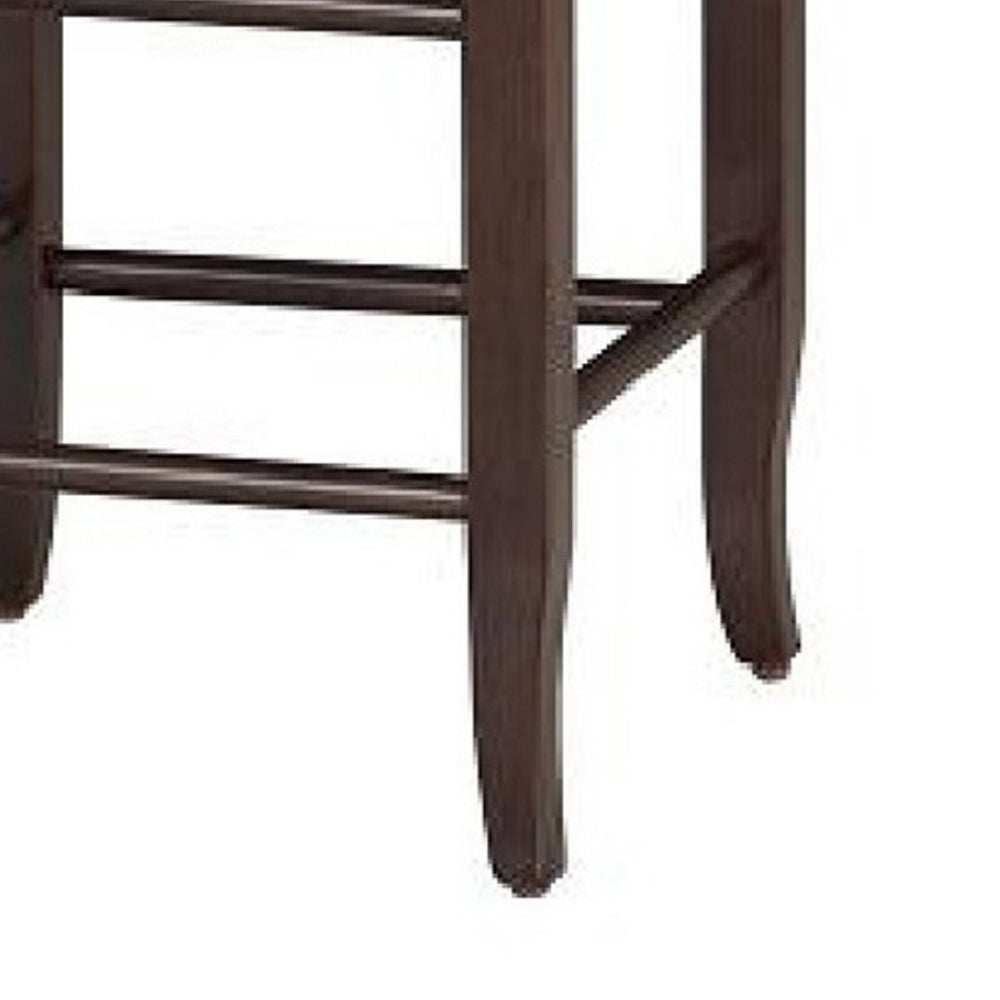 Rush Woven Wooden Frame Counter Stool with Saber Legs, Beige and Dark Brown - BM61435