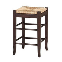 Rush Woven Wooden Frame Counter Stool with Saber Legs, Beige and Dark Brown - BM61435