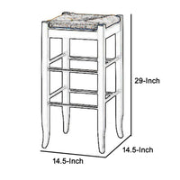 Rush Woven Wooden Frame Barstool with Saber Legs, Beige and Black - BM61438