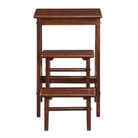 3 Step Wooden Frame Stool with Safety Latch, Brown - BM61440