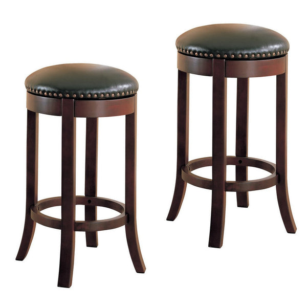 Contemporary 29" Swivel Bar Stool with Upholstered Seat, brown ,Set of 2 - BM68988
