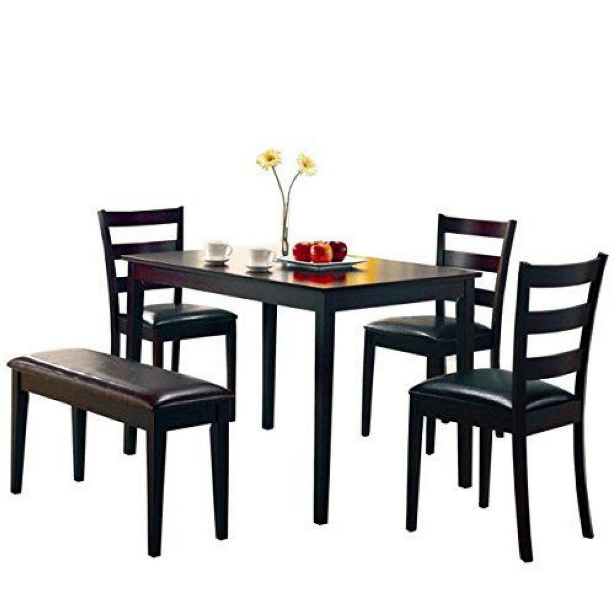 Sophisticated 5 Piece Dining Set with Bench, Brown - BM69422