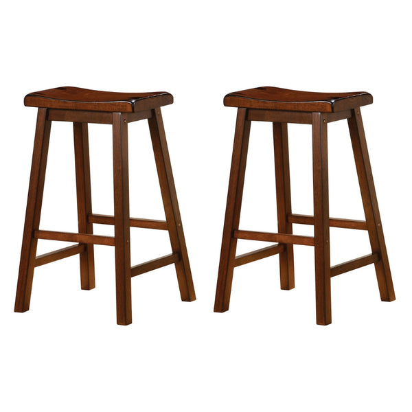 BM69428 Wooden Casual Bar Height Stool, Chestnut Brown, Set of 2