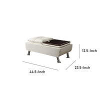 BM69567 Faux Leather Ottoman with Reversible Tray Tops, White