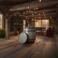 Barrel Drum Shape Storage Table with Removable Lid, Rustic Brown and Gray Metal - BM82436