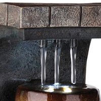 C Shaped Polyresin Frame Fountain with Tapered Base and LED Lights, Brown - BM95352