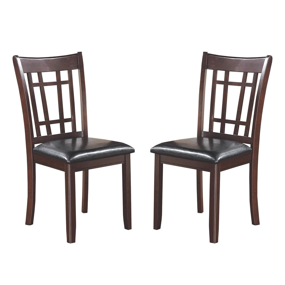 BM69065 Armless Dining Side Chair, Espresso Brown & Black, Set of 2