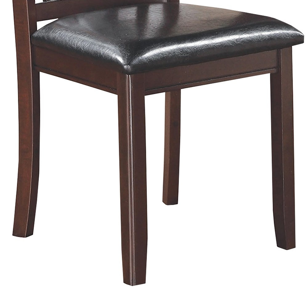 BM69065 Armless Dining Side Chair, Espresso Brown & Black, Set of 2
