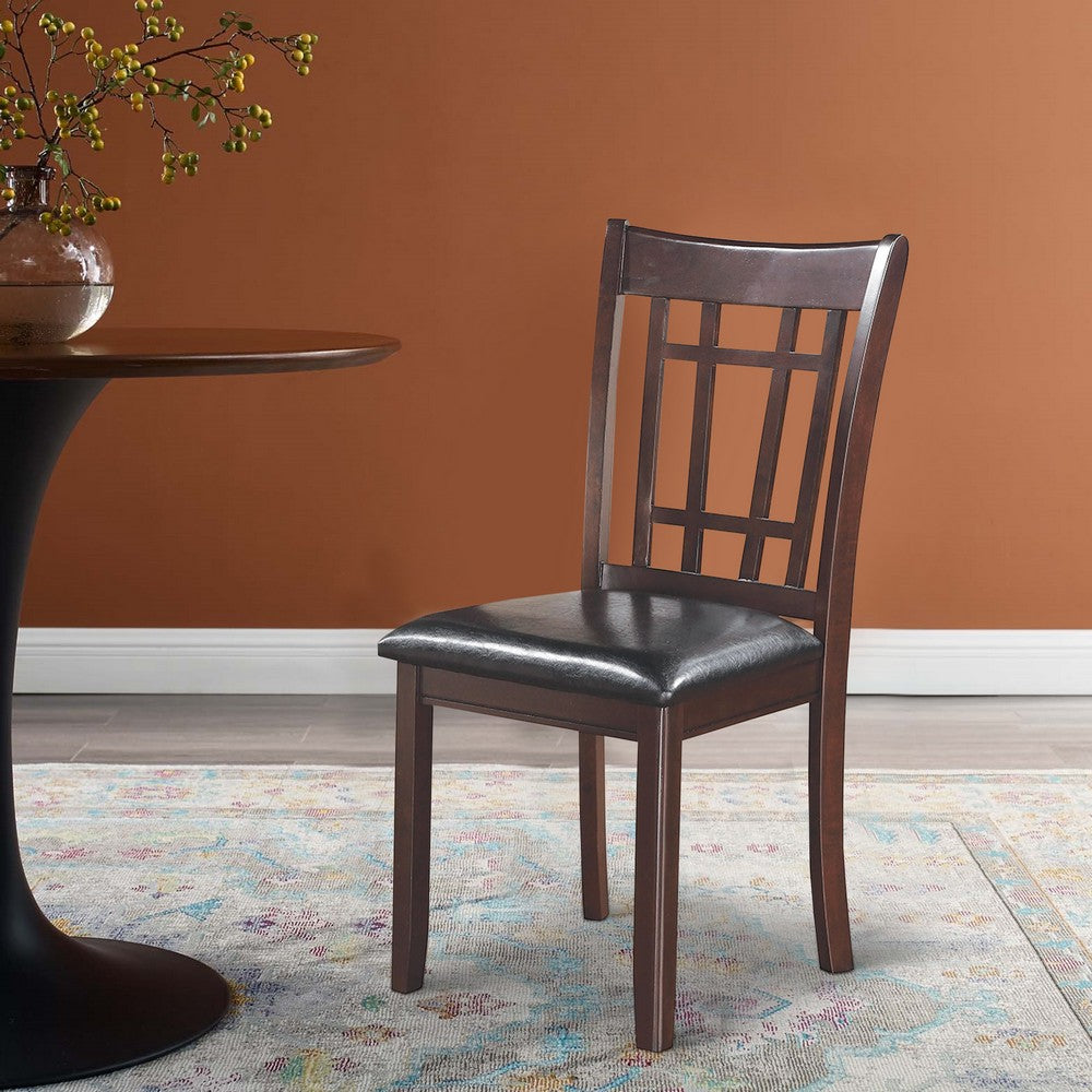 BM69065 Armless Dining Side Chair, Espresso Brown & Black, Set of 2