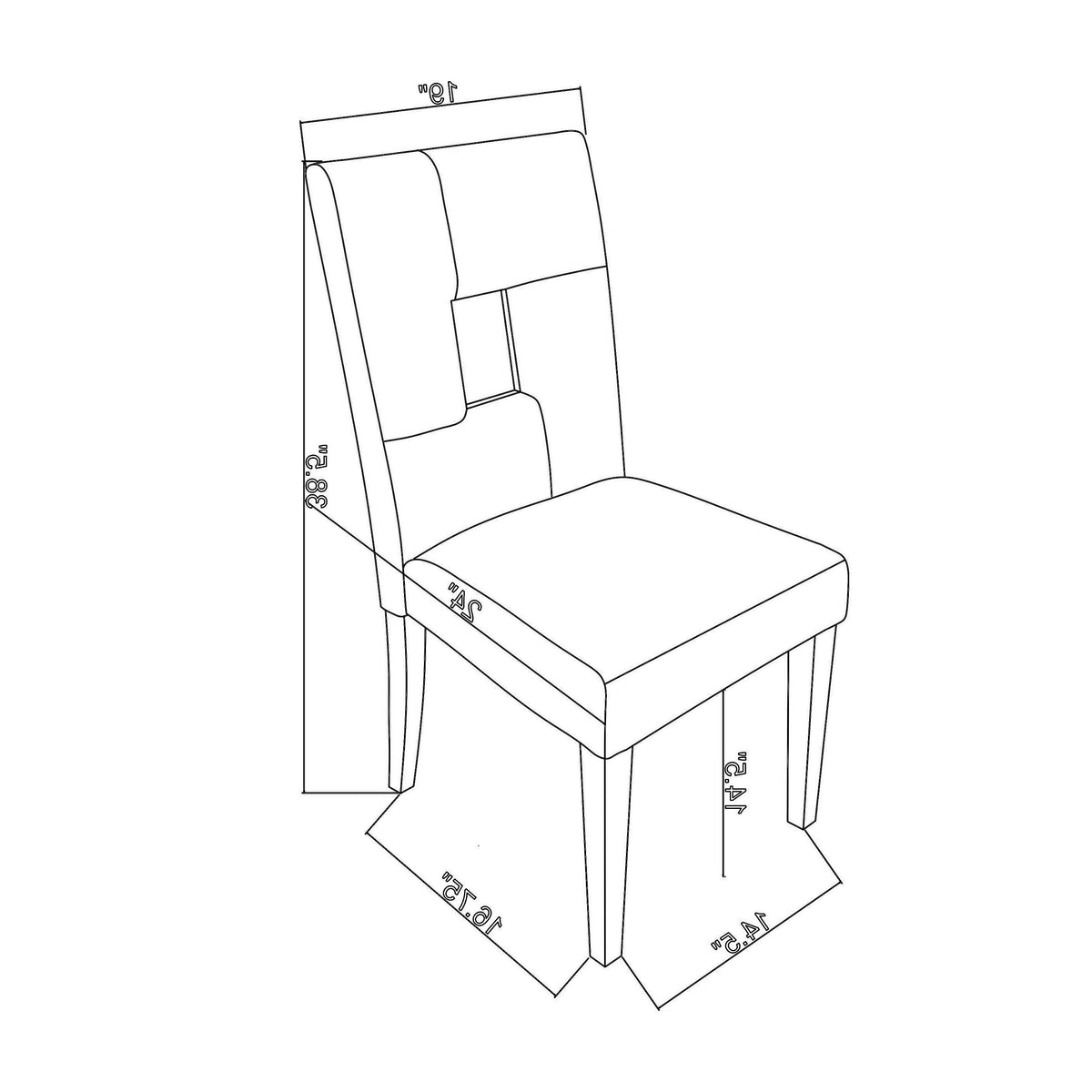 BM160857 Contemporary Dining Side Chair with Upholstered Seat and Back, Black, Set of 2