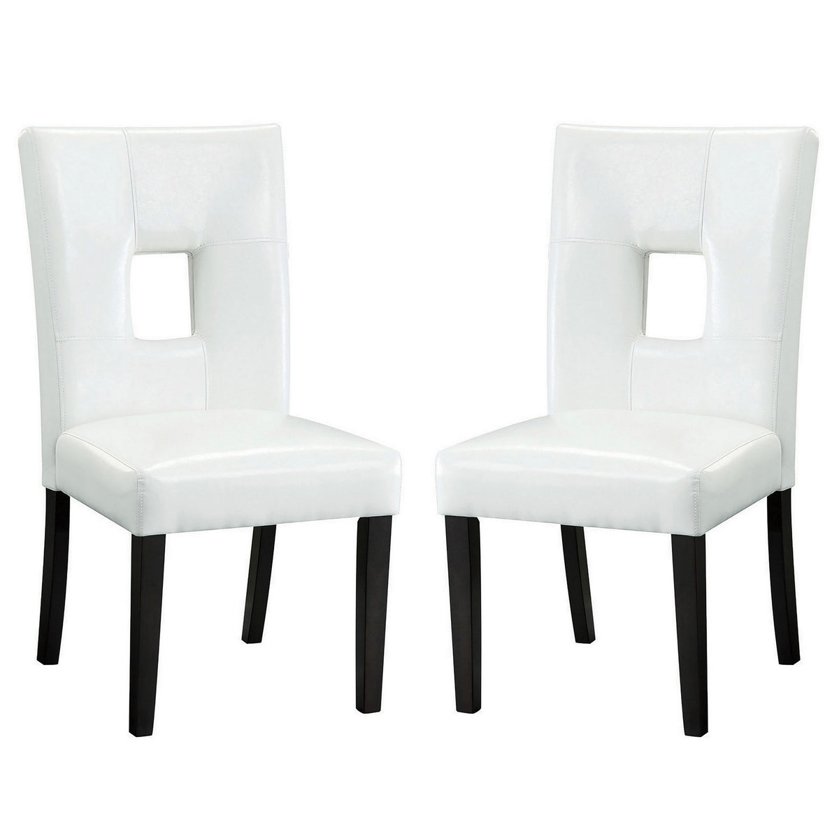 BM160858 Modern Dining Side Chair with Upholstered Seat and Back, White, Set of 2