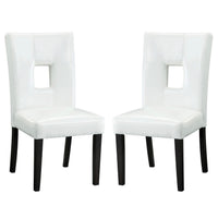 BM160858 Modern Dining Side Chair with Upholstered Seat and Back, White, Set of 2