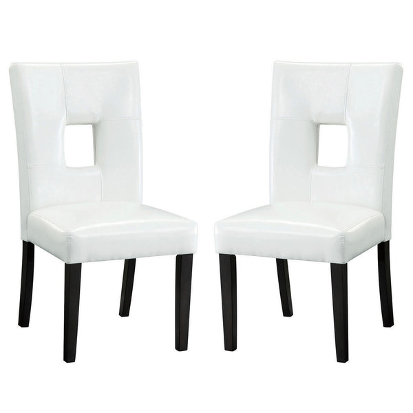 BM160858 Modern Dining Side Chair with Upholstered Seat and Back, White, Set of 2