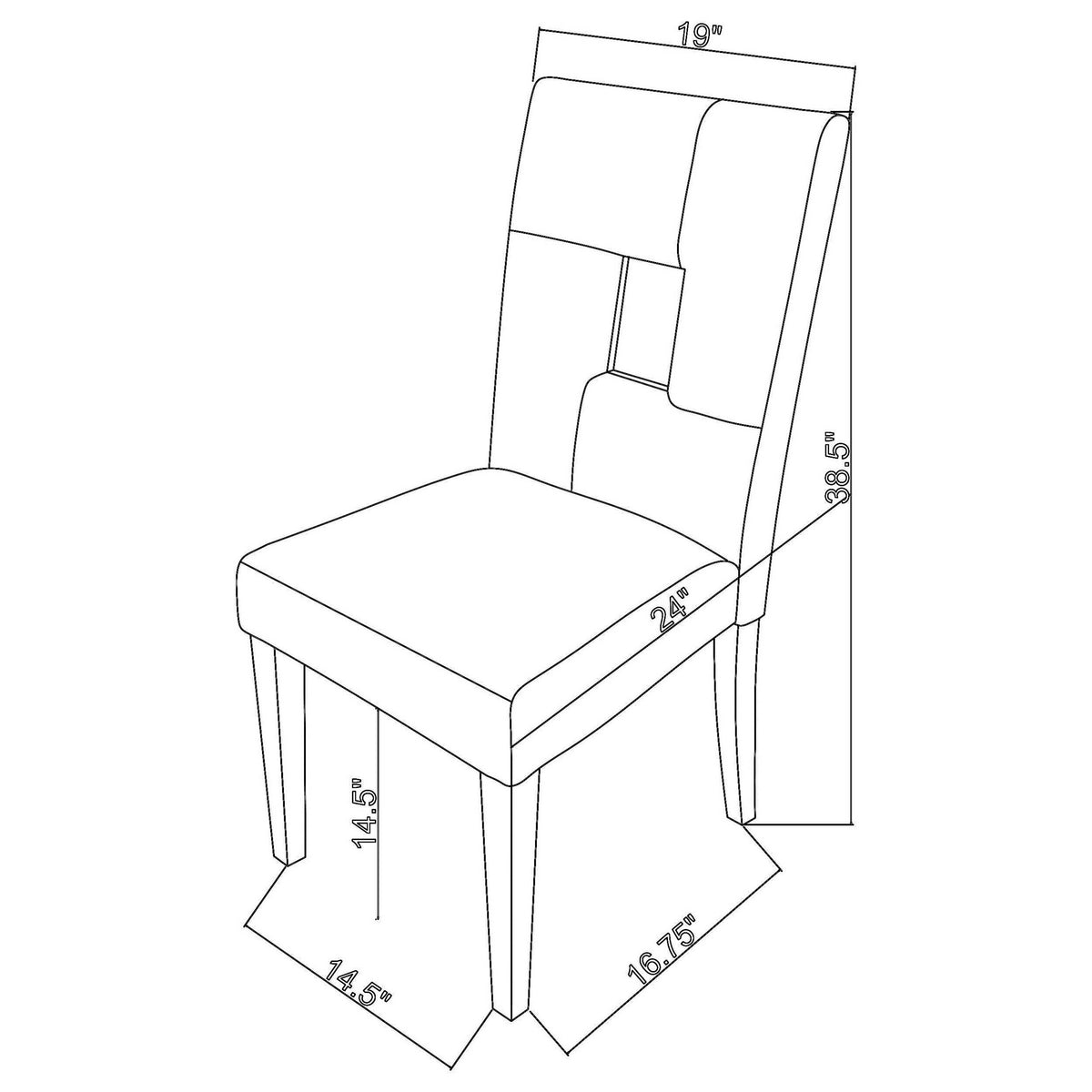 BM160858 Modern Dining Side Chair with Upholstered Seat and Back, White, Set of 2