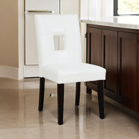 BM160858 Modern Dining Side Chair with Upholstered Seat and Back, White, Set of 2