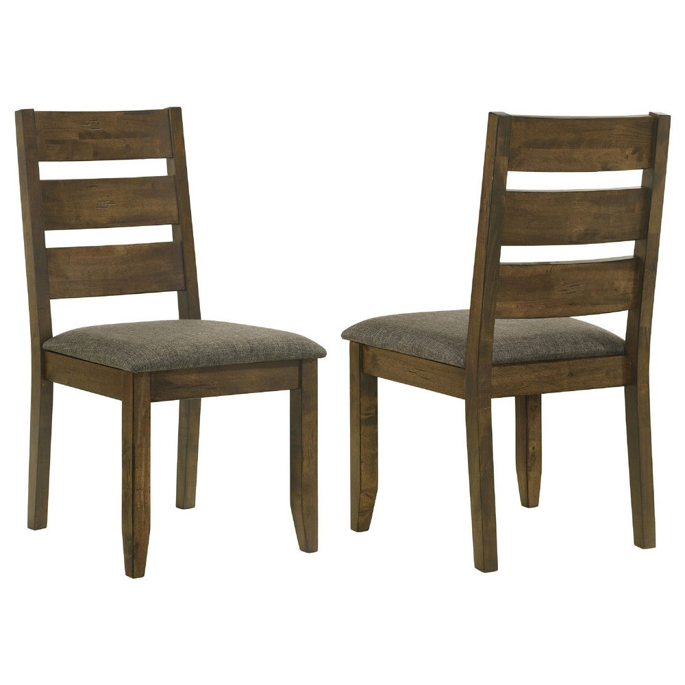 Wooden Ladder Back Dining Chairs, Knotty Nutmeg & Brown, Set of 2 - BM163718