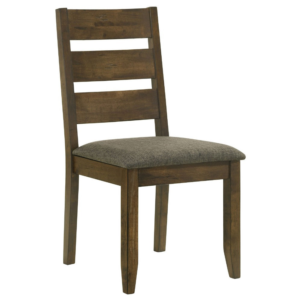 Wooden Ladder Back Dining Chairs, Knotty Nutmeg & Brown, Set of 2 - BM163718