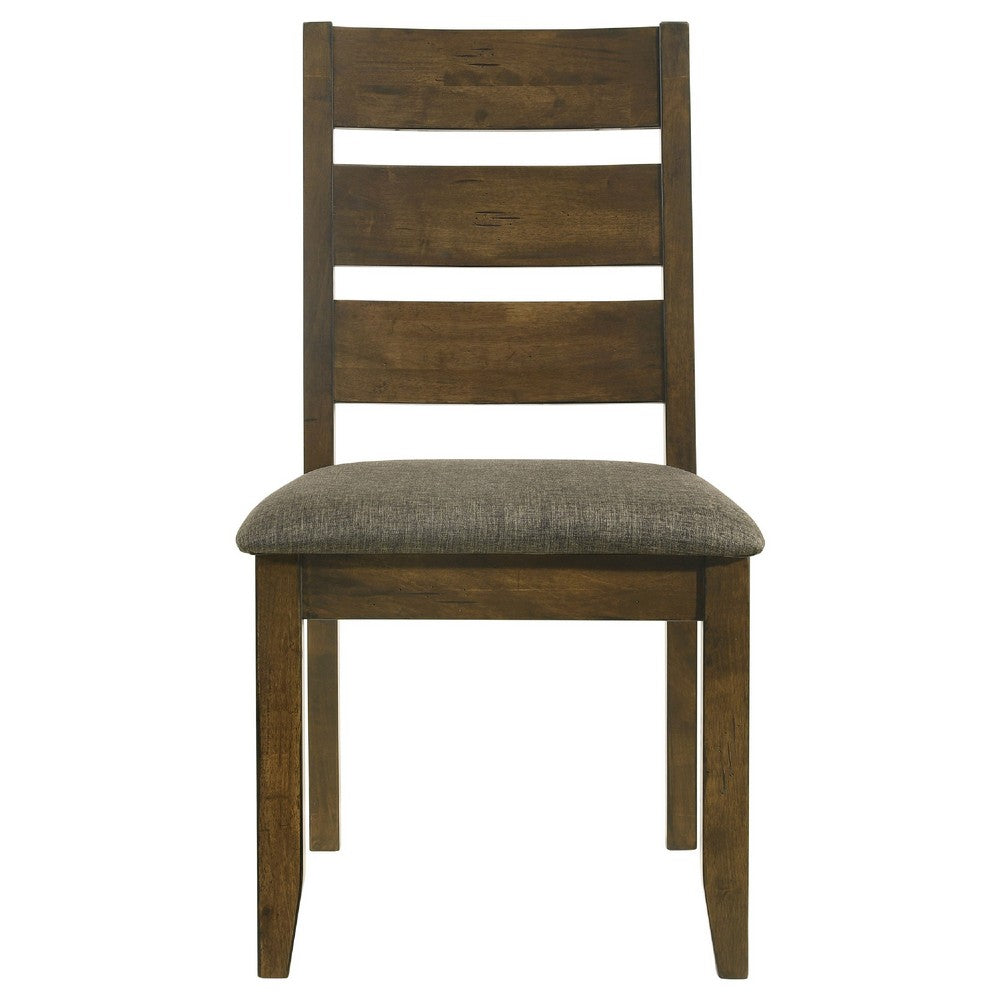 Wooden Ladder Back Dining Chairs, Knotty Nutmeg & Brown, Set of 2 - BM163718