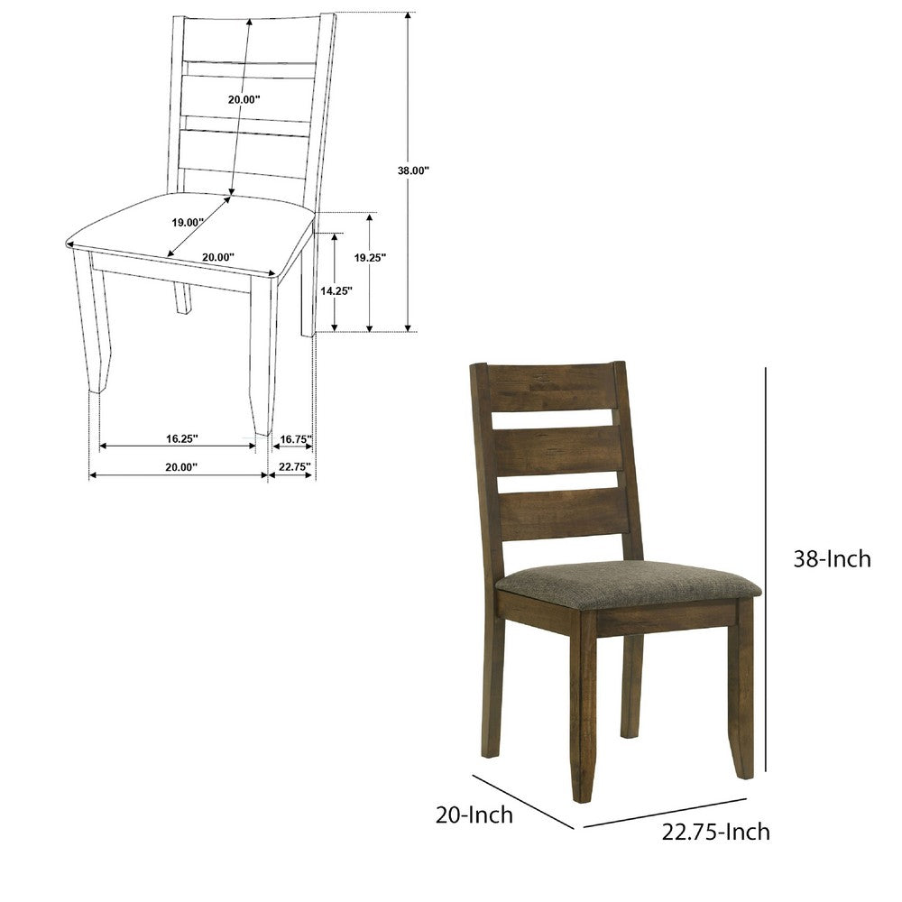 Wooden Ladder Back Dining Chairs, Knotty Nutmeg & Brown, Set of 2 - BM163718