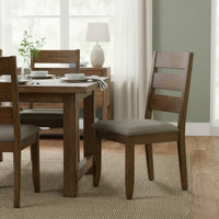 Wooden Ladder Back Dining Chairs, Knotty Nutmeg & Brown, Set of 2 - BM163718