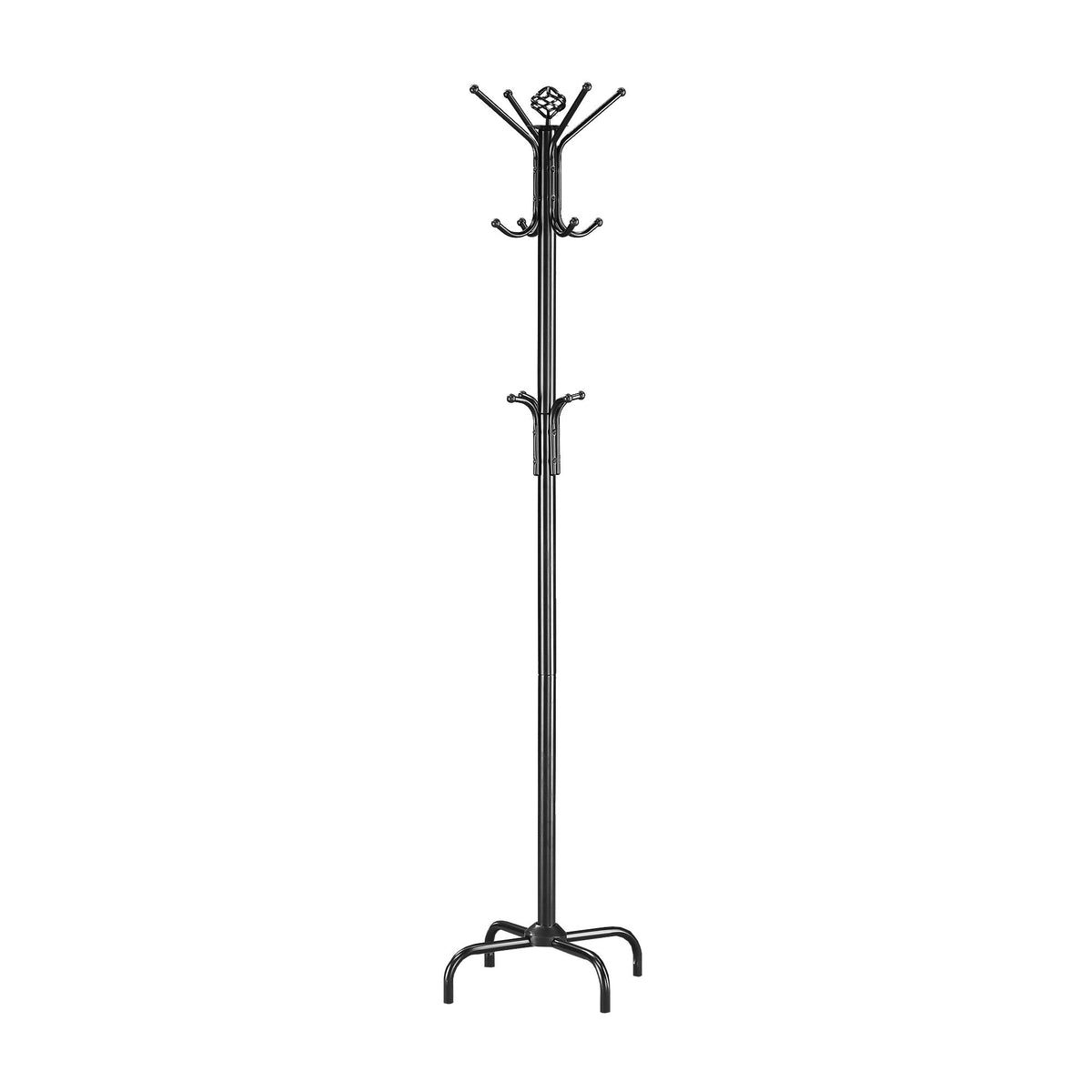 Sturdy Classic Black Satin Finish Coat Rack