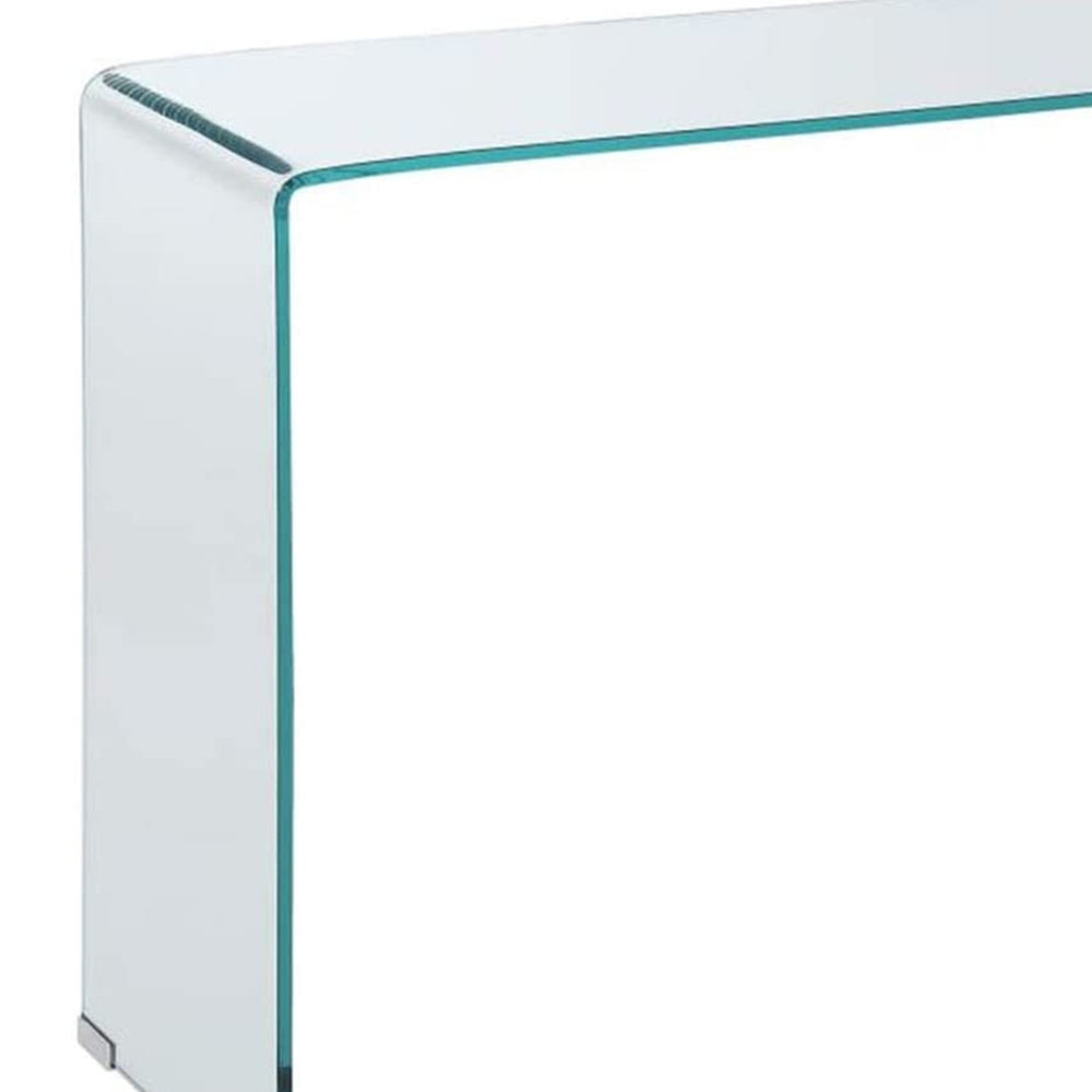 Contemporary Style Minimal Clear Glass Sofa Table, Clear - BM184942