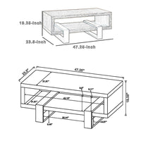 Modern Driftwood Open Shelf Coffee Table, Gray and Black - BM156208